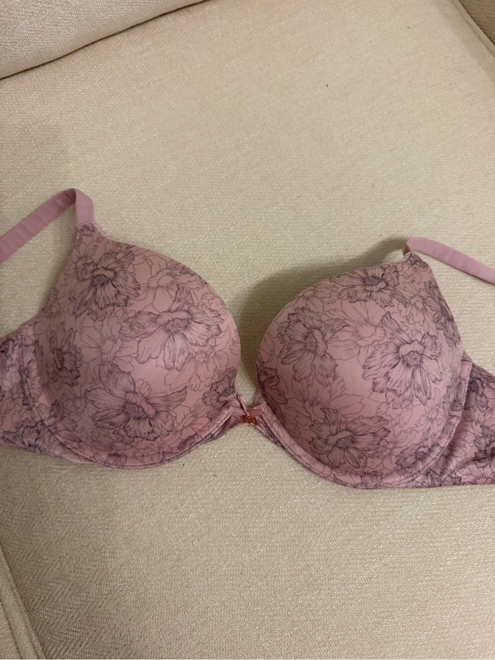 Pink floral push-up bra